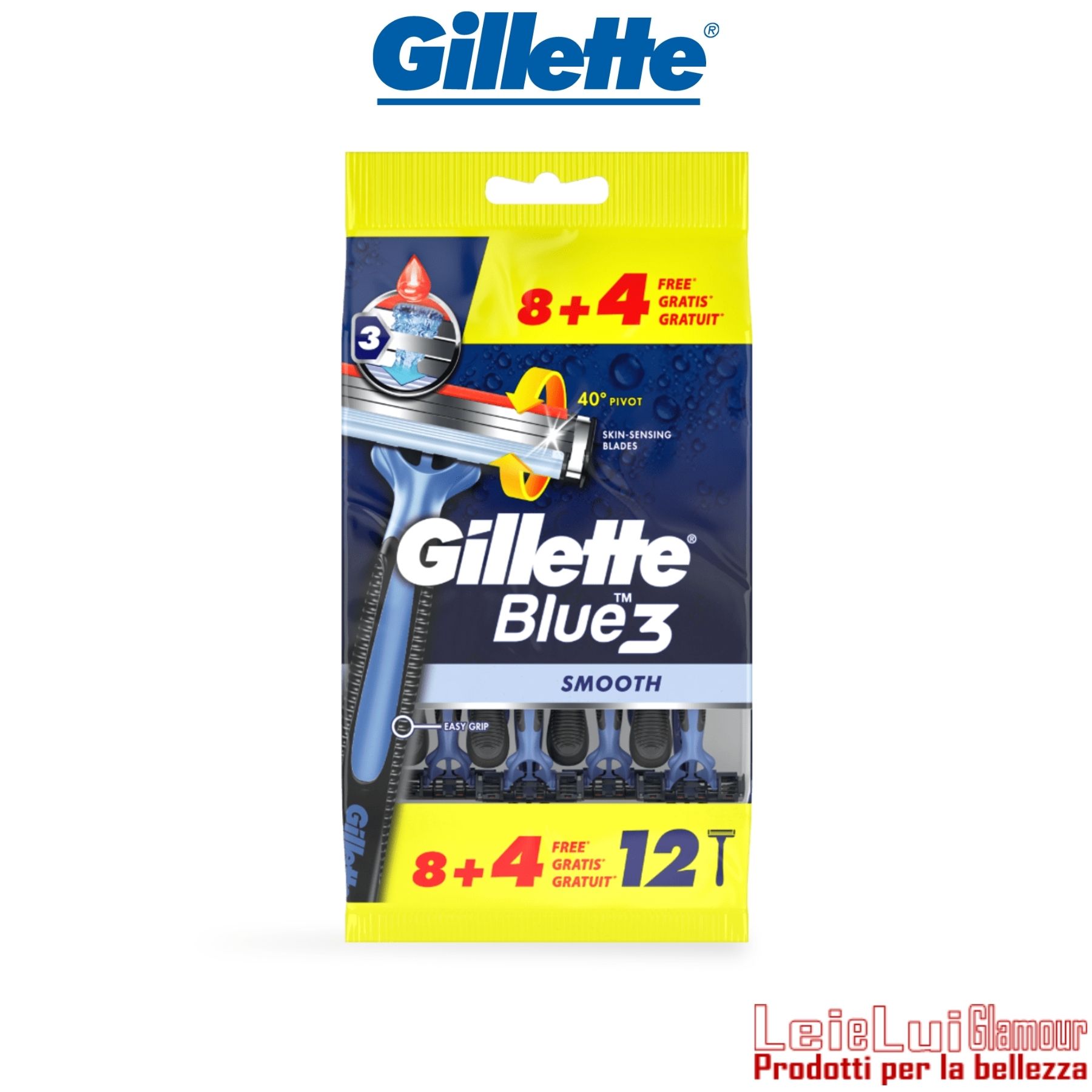 (image for) GILLETTE BLUE3 SMOOTH RASOIO DA UOMO USA E GETTA 8+4