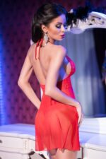 Babydoll in microrete e pizzo ricamato con tanga coordinato by CHILIROSE - immagine 2