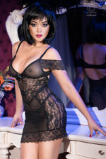 Chemise in pizzo e tulle nero, pendente in strass e perizoma coordinato by CHILIROSE - immagine 10
