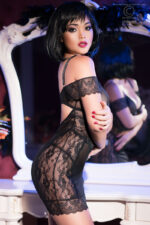 Chemise in pizzo e tulle nero, pendente in strass e perizoma coordinato by CHILIROSE - immagine 8