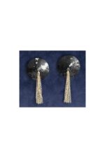 Copricapezzoli in paillettes neri con pendenti dorati by CHILIROSE