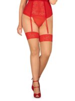 Blossmina seducenti calze curvy per reggicalze- color nude con balza rossa | Obsessive