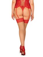 Blossmina seducenti calze curvy per reggicalze- color nude con balza rossa | Obsessive - immagine 2