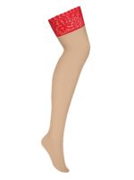 Blossmina seducenti calze curvy per reggicalze- color nude con balza rossa | Obsessive - immagine 5