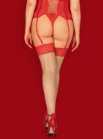 Blossmina seducenti calze curvy per reggicalze- color nude con balza rossa | Obsessive - immagine 4
