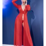 Vestaglia rossa in tulle e pizzo con perizoma | Chilirose