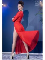 Vestaglia rossa in tulle e pizzo con perizoma | Chilirose - immagine 3