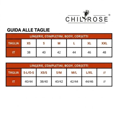 chilirose tabella misure donna
