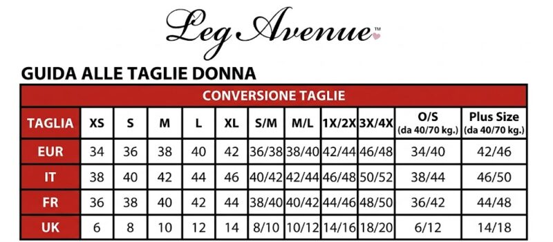 tabella taglie donna